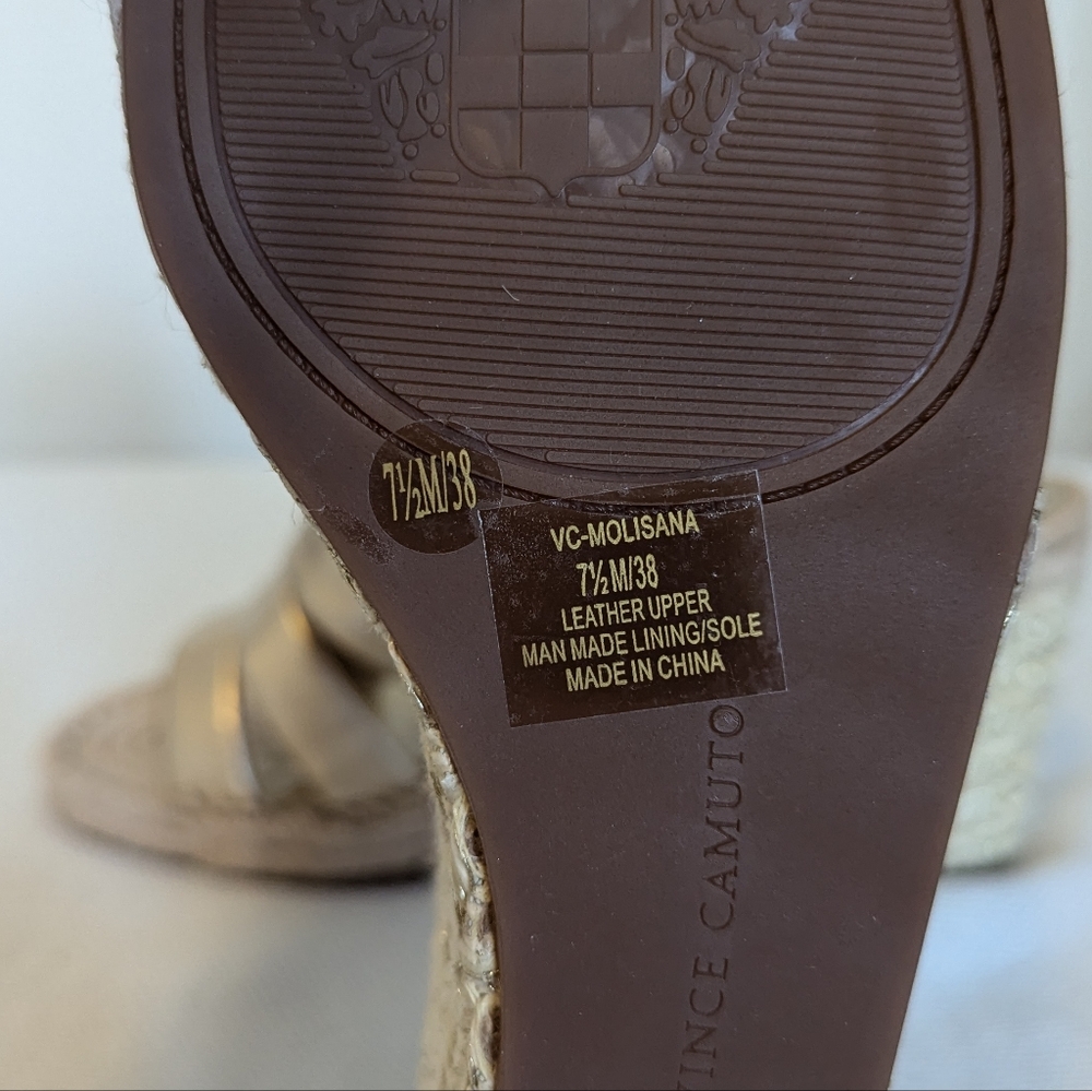 Vince Camuto Metallic Gold Espadrille Slide Sandals - Picture 8 of 9